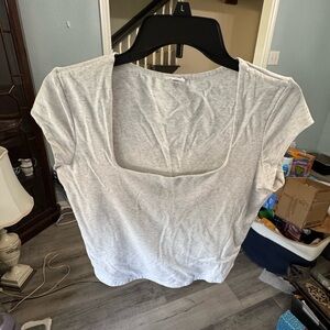 Garage Light Gray Square-Neck Crop Top